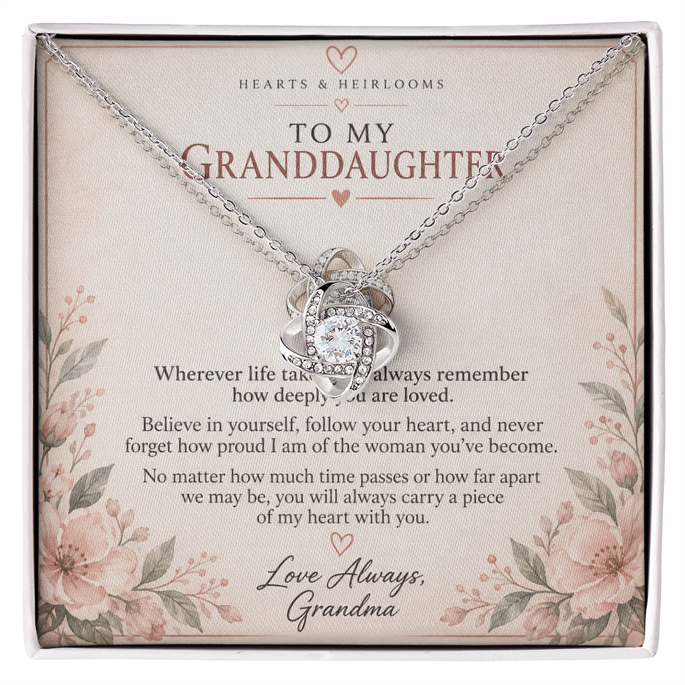 To My Granddaughter Love Knot Necklace – Gift From Grandma
