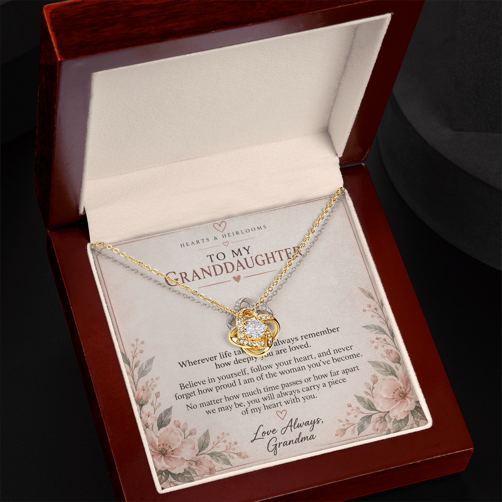 To My Granddaughter Love Knot Necklace – Gift From Grandma